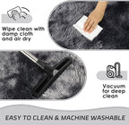 duduta Grey Plush Runner Rugs for Bedroom 2x6 ft, Tie Dye Fluffy Gray Shag Rug - Image 5