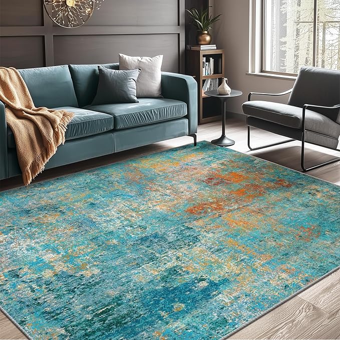 Washable Area Rugs 6'x8' Non-Slip Modern Abstract Soft - Image 2