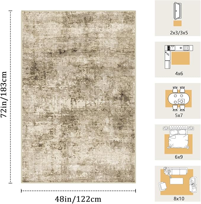 4x6 Machine Washable Area Rug for Living Room, Kids and Pets Friendly for - Image 2