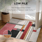 5x6 Abstract Geometric Rugs for Bedroom Decor, Washable Black White Red - Image 7