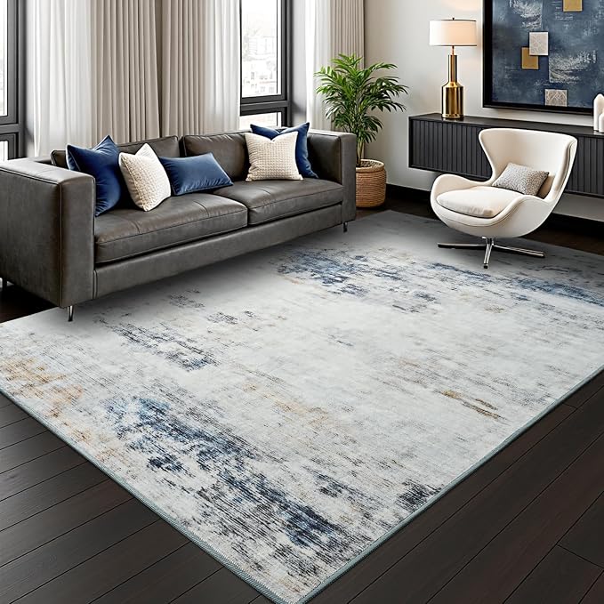 Toneed Abstract Area Rug 8x10 Modern Washable Rug Soft Non Slip Rug Low Pile by Toneed