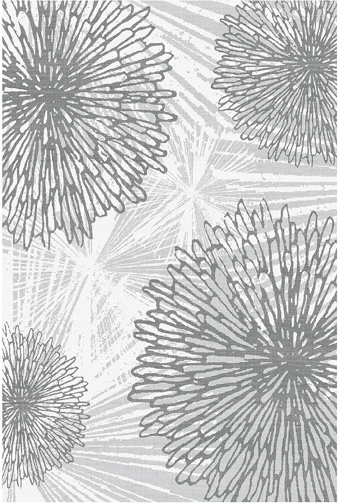 WITSHOCK 6x9 Washable Rug for Living Room, Modern Floral Distress Print Pattern - Image 8