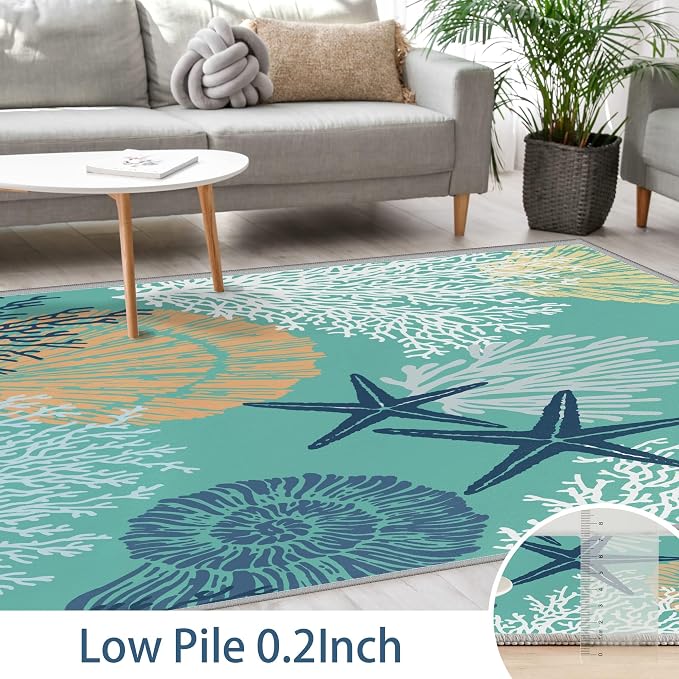 Tritard Coastal Area Rugs Nautical Beach Themed Non-Slip Machine Washable Rugs - Image 5