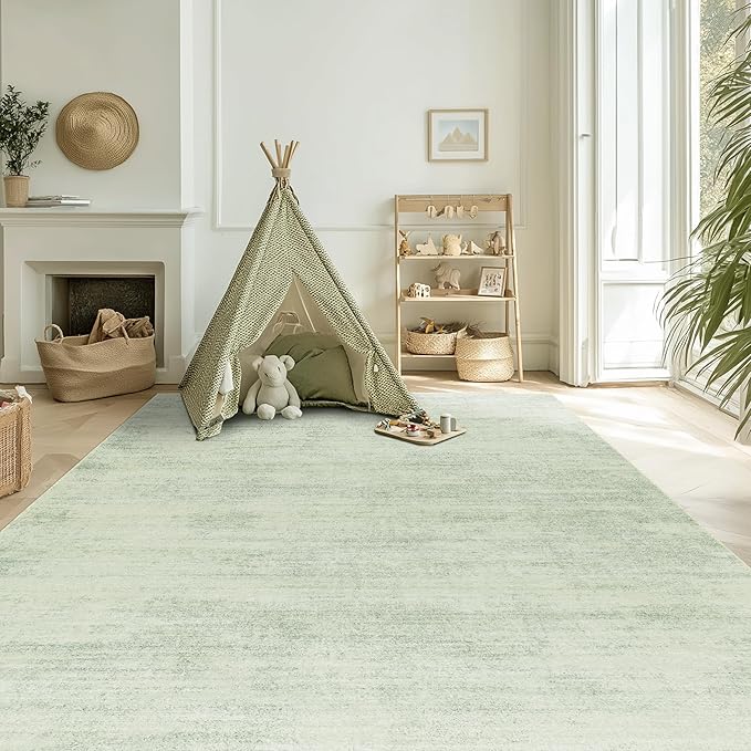 Sage Green 9x12 Area Rug Living Room Minimalist Modern Abstract Style Extra - Image 8