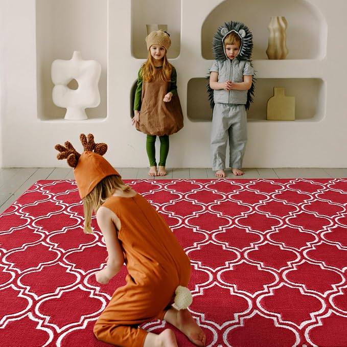 Amearea Fluffy Indoor Area Rug, Soft Trellis Moroccan Rugs - Image 3