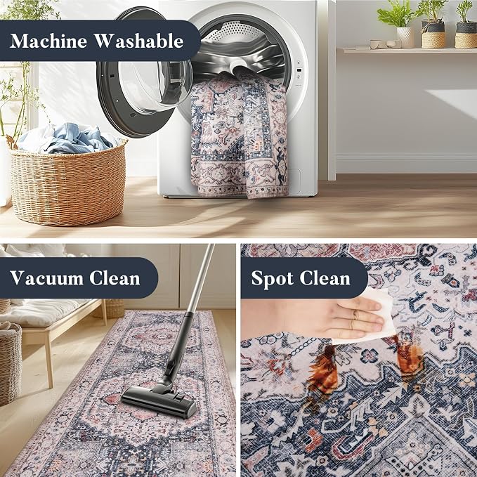 PURRUGS Vintage Farmhouse Boho Runner Rug 2'6" x 6', Non-Slip Machine Washable - Image 6