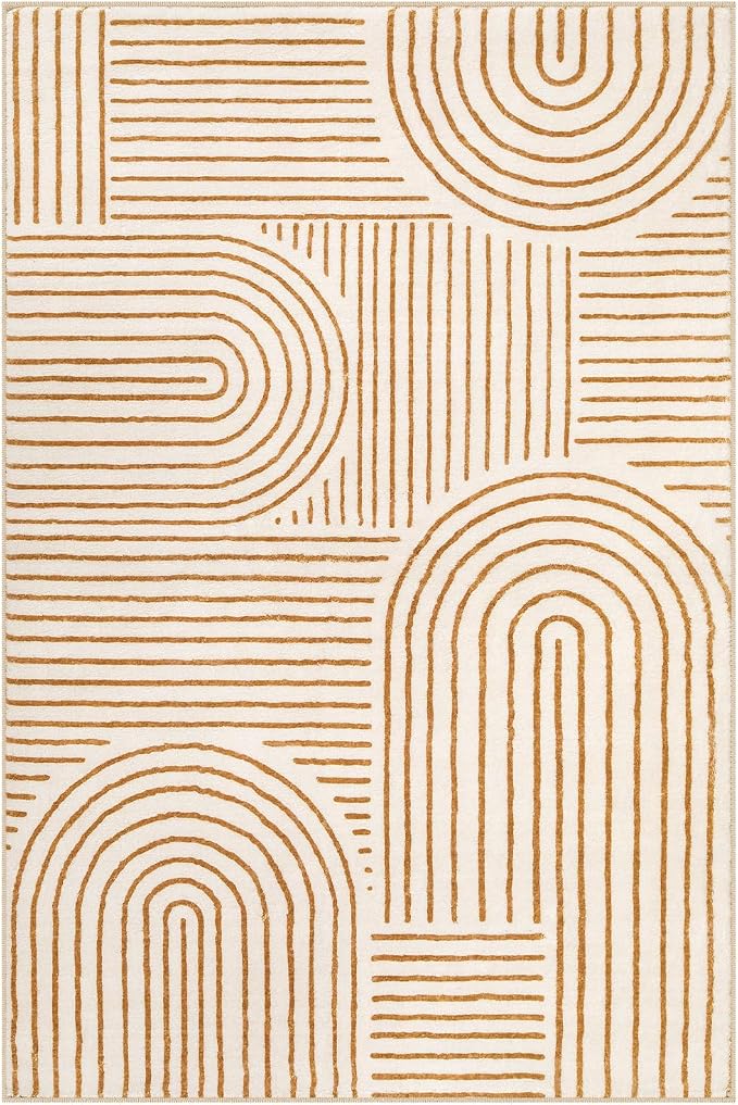 Lahome Abstract Bedroom Rugs, Soft Washable Area Rugs 4x6 Non Slip Rainbow - Image 7