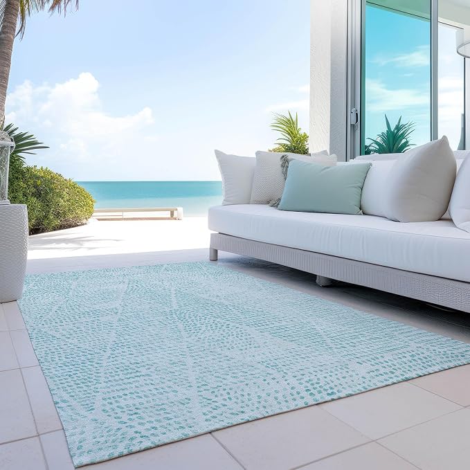 Addison Rugs Chantille ACN591 Aqua 5' x 7'6" Indoor Outdoor Area Rug, Easy Clean - Image 8