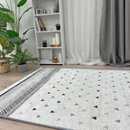 Alfa Rich 7x10 Gray Off White Washable Area Rugs - Image 5