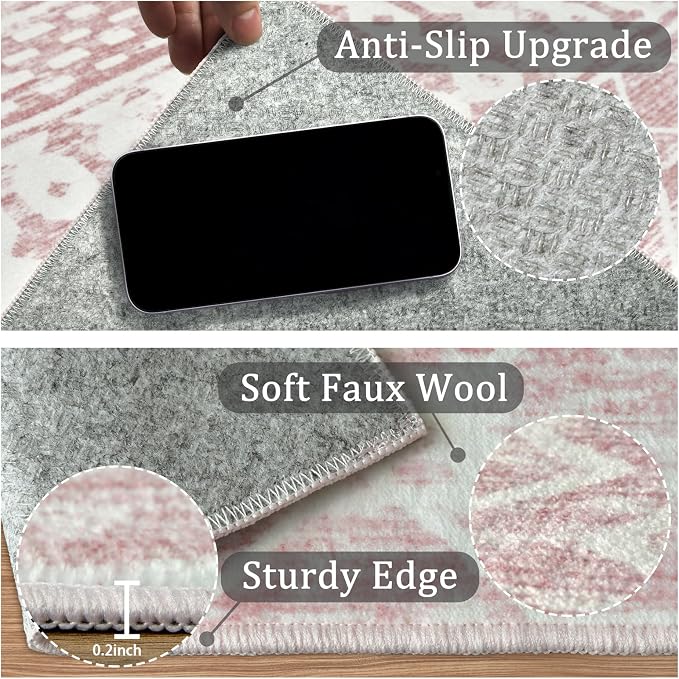5x7 Machine Washable Area Rug for Living Room, Kids and Pets Friendly for - Image 6