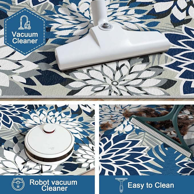 2x3 Washable Small Rug Tropical Botanical Modern Floral Indoor Chenille Door - Image 5