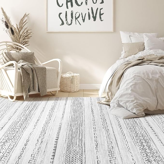 Nakagishi Area Rugs 8x10 Living Room: Washable Boho Large Neutral Soft - Image 6
