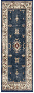 RUGGABLE Washable Vintage Runner Rug – Verena Sapphire 2.5x7, Stain-Resistant by RUGGABLE