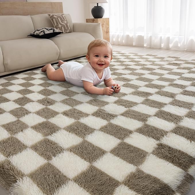 4x6 Area Rugs for Living Room Bedroom, Soft Fluffy Shaggy Bedside Rug, Indoor by NoiFamo