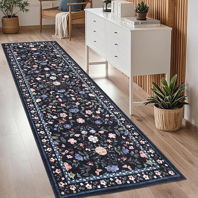 Washable Runner Rug 2.5 x 8 Non-Slip Non-Shedding Soft Vintage Bedside Low Pile by GarveeHome