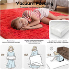 3x5 Red Rug for Bedroom Living Room, Fluffy Small Area Rug Soft Shag Carpet for - Image 5