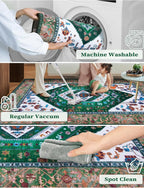 SERISSA Boho Washable Runner Rug, 2x5 Rug Runner Non-Slip Vintage Green White - Image 2
