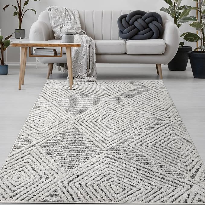 Antep Rugs Palafito 8x10 Geometric Shag Diamond High-Low Pile Textured Indoor by AntepRugs
