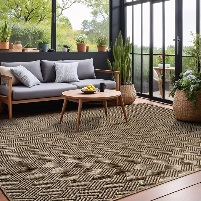 Easy Jute Rugs 8x10 Herringbone Natural Color Living Room Indoor Outdoor Area - Image 9