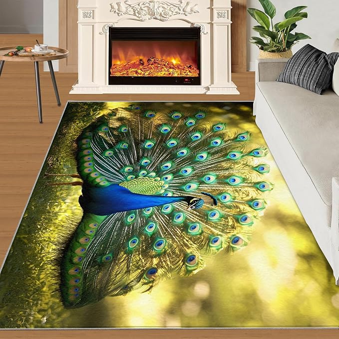 Peacock Rug 5x7-5x7 Rug, Wonderful Peacock Area Rugs - Image 3
