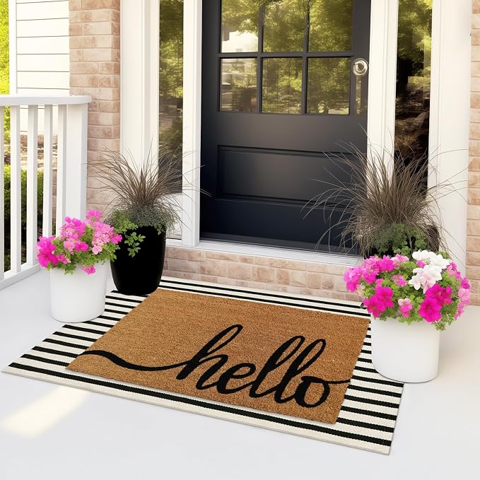 Black and White Striped Rugs 2.3'x3.6', Washable Hand Woven Front Door Rug - Image 3