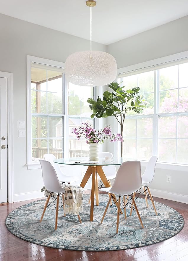 Lahome Moroccan Trellis Washable Round Area Rug, Soft Round Rugs 6ft Ultra-Thin - Image 6
