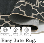 Moynesa Moroccan Easy Jute Outdoor Rug 8x10, Geometric Farmhouse Carpet - Image 5