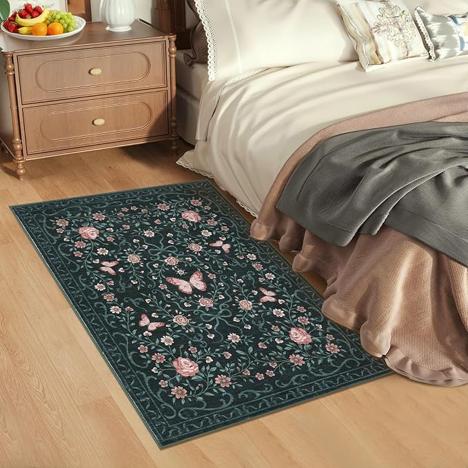 GarveeHome 2x3 Floral Area Rug Non Slip Entryway Mat Low Pile Stain Resistant - Image 8