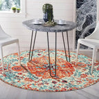 Lahome Bohemian Floral Medallion Round Rug - 4Ft Soft Bedroom Area Rug Oriental - Image 8