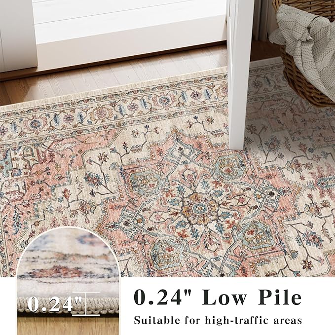 6x9 Area Rugs for Living Room Ultra-Soft Washable Rug Vintage Distressed Boho - Image 5