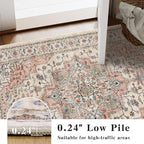 2x6 Vintage Runner Rug Low Pile Runners Non-Slip Machine Washable Rug Retro - Image 5