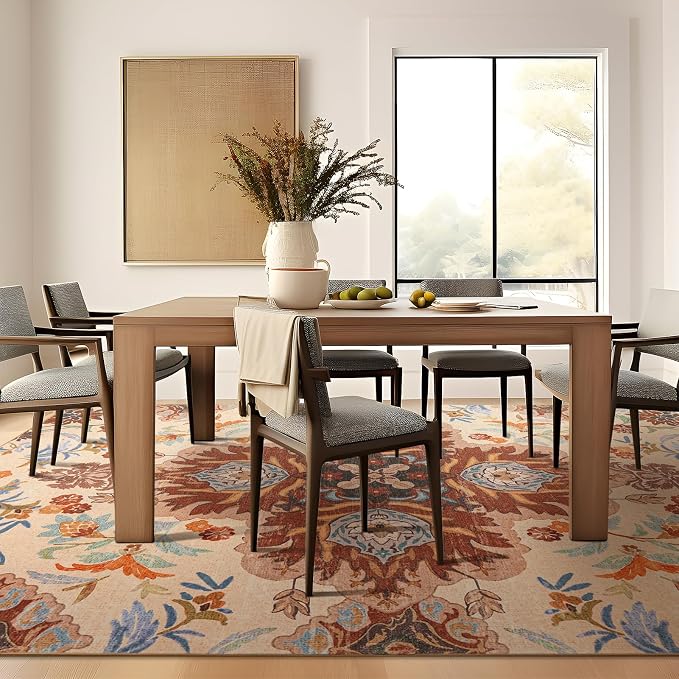 Phantoscope Washable Area Rug 4'x6' Non-Slip, Vintage Boho Rugs - Image 9