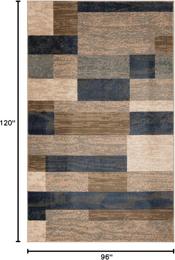 Superior Indoor Area Rug, Jute Backed, Modern Geometric Patchwork Floor Decor - Image 2