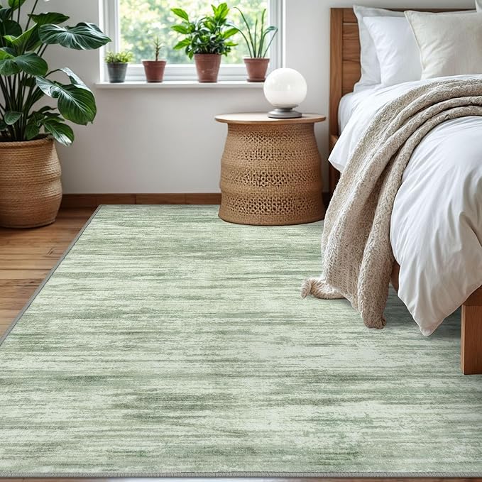 5x7 Modern Abstract Area Rug for Bedroom, Lime Green Large Super Soft Washable - Image 3