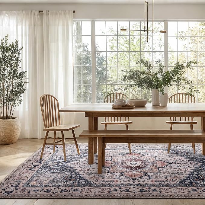 PURRUGS Vintage Farmhouse Boho Large Area Rug 8x10 ft, Non-Slip Machine - Image 2