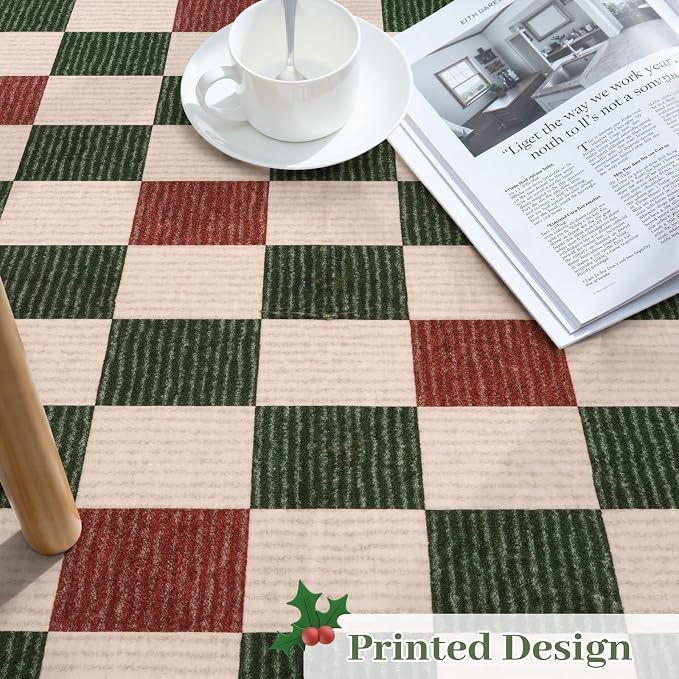 Machine Washable 5x7 Area Rugs for Living Room Clearance Checkered, Non Slip - Image 5