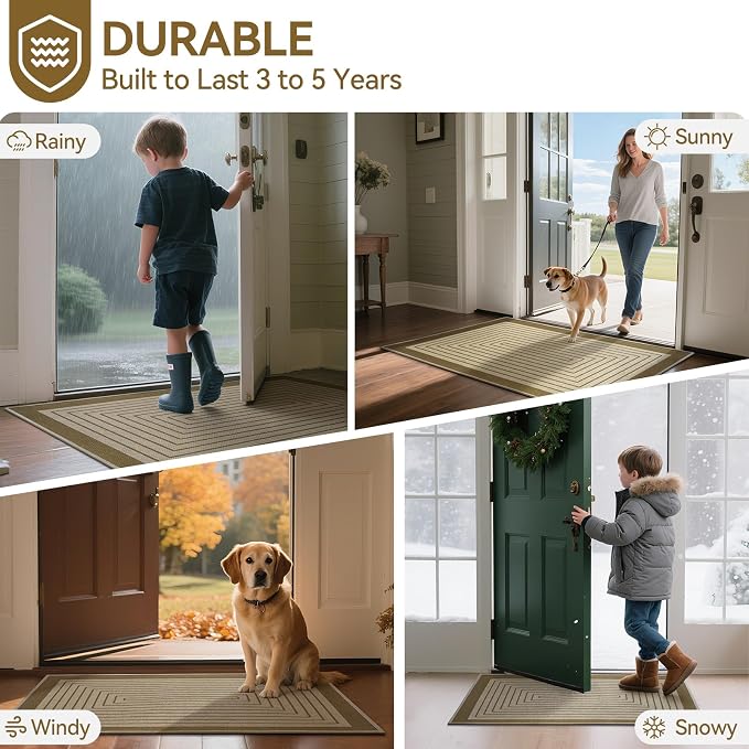 Front Door Mat 24''x35'', Absorbent Muddy Dirt Resist Washable Non Slip - Image 7