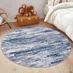 5' Round Rug Washable Rug for Entryway, Neutral Vintage Circle Rugs for Living - Image 3