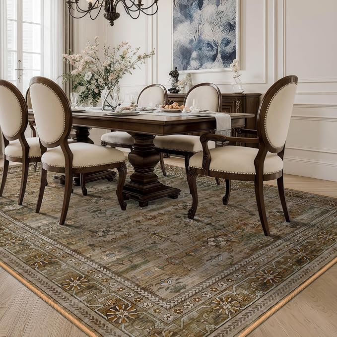 5x7 Washable Area Rug for Living Room Dining Room, Distressed Non Slip Vintage - Image 5