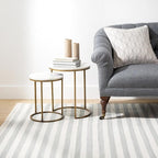 Home Conservatory Ladder Stripe Grey/Ivory Handwoven Wool 6 X 9 Feet - Image 2