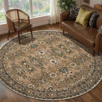 Tangsoo Vintage Round Rug 6ft, Washable Circle Rug, Non Slip Boho Round Area Rug - Image 3