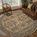 Tangsoo Vintage Round Rug 5ft, Washable Circle Rug, Non Slip Boho Round Area Rug by Tangsoo