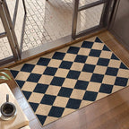 Lahome Checkered Easy Jute Kitchen Rug, 2x3 Front Door Mat Non Slip Washable by Lahome