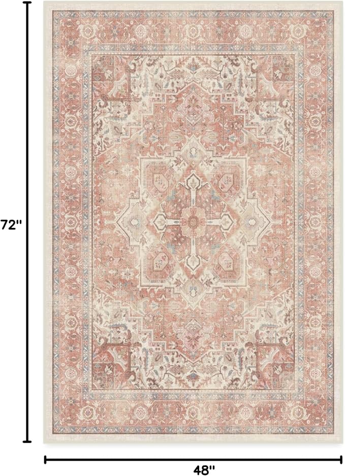 RUGGABLE Washable Area Rug – Kamran Rose Pink 4x6, Stain-Resistant, Non-Slip – - Image 2