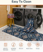 Area Rug 2x6 Rug Machine Washable Non-Slip Low Pile Print Pattern Western Rug - Image 2