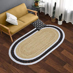 7x10 Rugs for Living Room Oval Kilim Rug Natural Oval Thick 0.27" Solid Design - Image 2