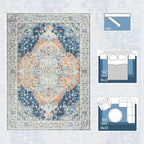 Large Area Rugs 8x10, Low Pile Washable Rugs, Soft Vintage Distressed Rugs - Image 5