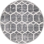 Rugs.com Lattice Trellis Collection Rug – 3 Ft Round Gray Low-Pile Rug Perfect - Image 3