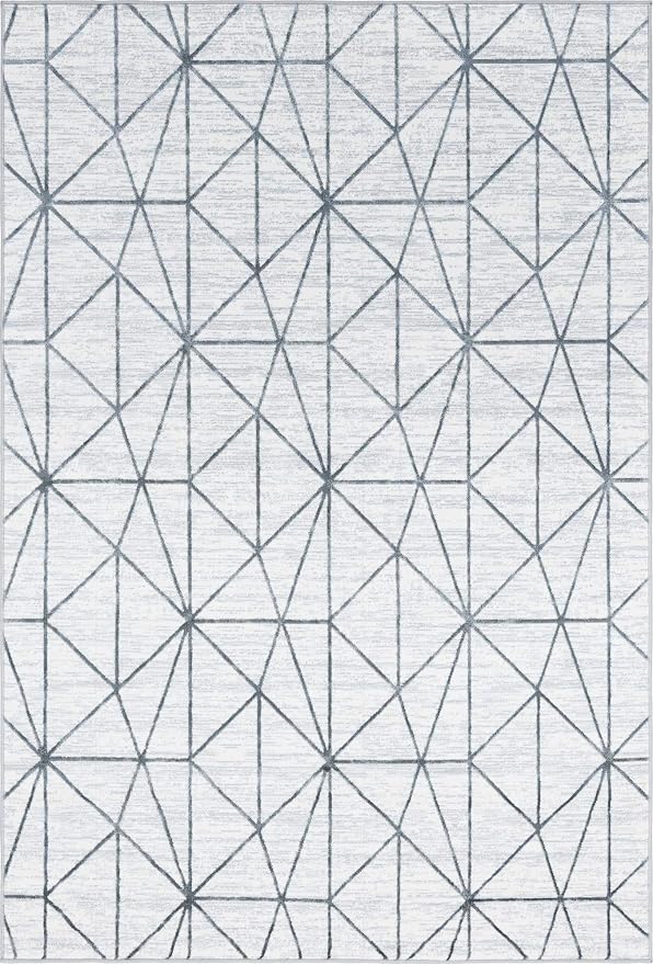 Rugs.com Lattice Trellis Collection Rug – 6' x 9' White Low-Pile Rug Perfect by Rugscom