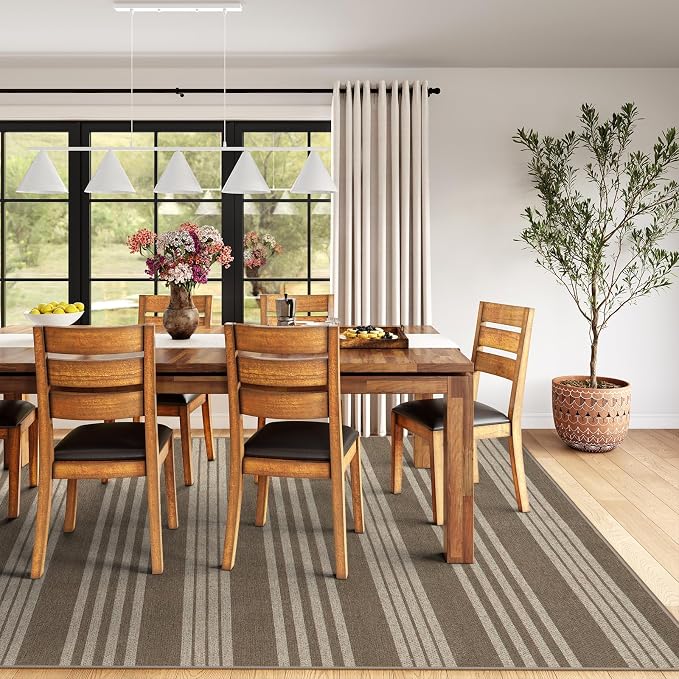 Lahome Striped Non Shed Easy Jute Rug, 5x7 Large Living Dining Room Rug - Image 7